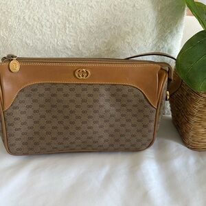 Gucci Brown/Tan Monogram Shoulder Crossbody Bag